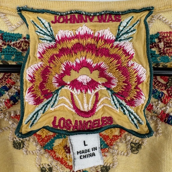 Johnny Was Embroidered Boho Tunic Top Yellow Size Large - Picture 4 of 5